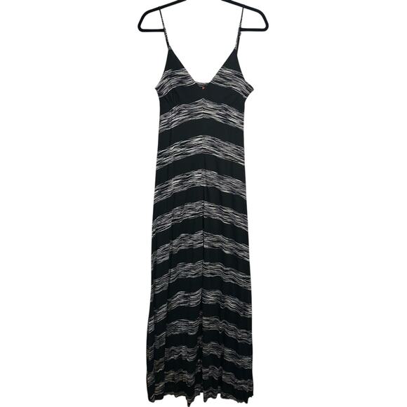 Striped Maxi Slip Dress Black White Small Lined Adjustable Long Boho City Chic - Picture 1 of 14
